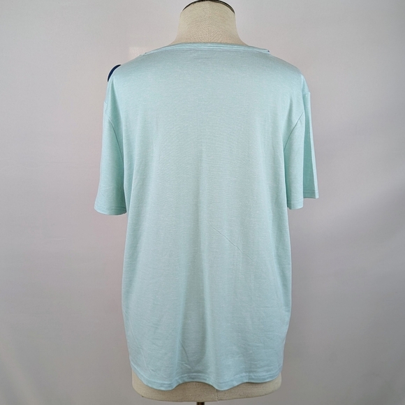 Life Is Good Martini Embroidery & Print PJ Set Short Sleeve Top Pant Teal XL NWT - Picture 6 of 16